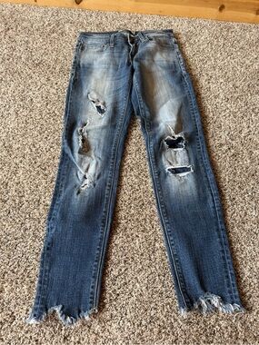 Daytrip Women's Ripped Medium Blue Skinny Jeans